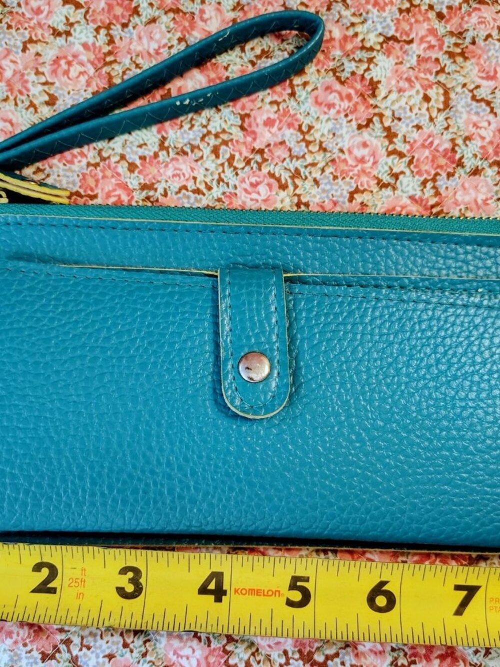 NWOT Turquoise Yellow Faux Pebbled Leather Wallet - Picture 9 of 12